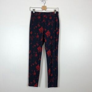 Nanette Lepore women’s blue and red floral pull-on legging pants Size Small.